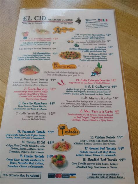 Menu at El Cid restaurant, Oakhurst, CA-41