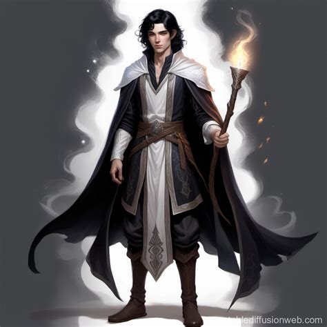 Young Black-Haired Human Male Wizard | Stable Diffusion Online