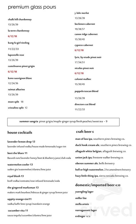 Ironwood Cafe menu in Pinehurst, North Carolina, USA