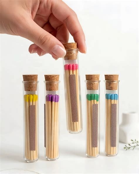 Colored Matches in Glass Jar with Striker & Cork Lid | Set of 5 ...