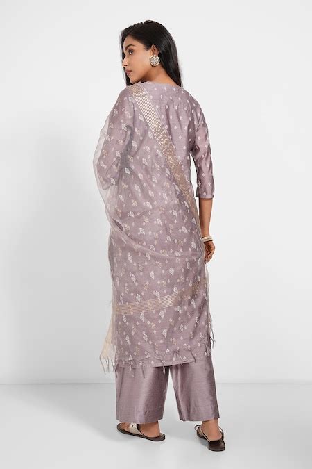 Purple Embroidered Kurta Pants & Dupatta Set - Selling Fast at ...