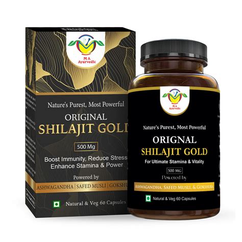 Shilajit Gold Capsules For Men With Ashwagandha Gokshura And Safed ...
