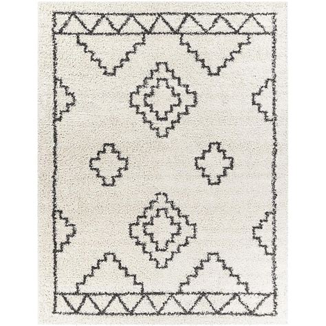 Surya Taza shag 7 X 9 (ft) White/Charcoal Indoor Geometric Global Area ...