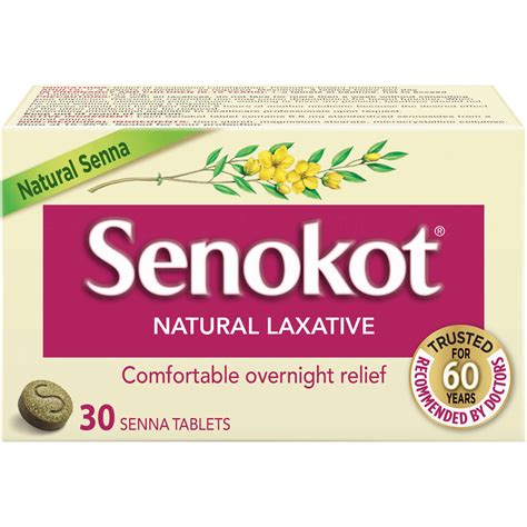 Gentle Overnight Relief Senokot Natural Laxative 30 Tablets - Effective ...