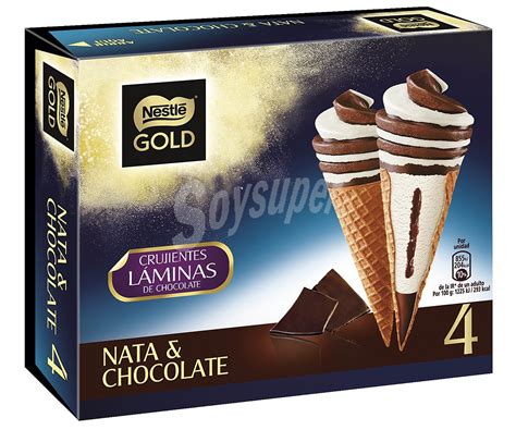 Nestlé Gold Cono con helado de nata, chocolate y láminas de chocolate 4 x 110 ml