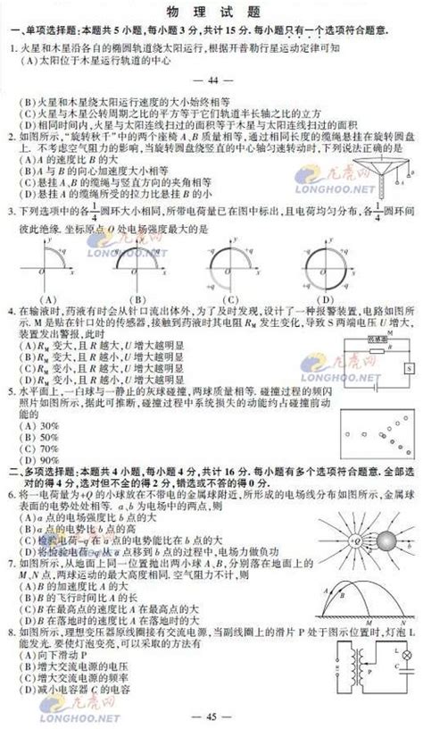 2013年江苏省高考物理试卷及答案公布_教育_腾讯网