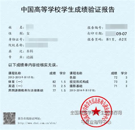 中国高等学校学生成绩验证报告中文翻译英语盖章「杭州中译翻译公司」