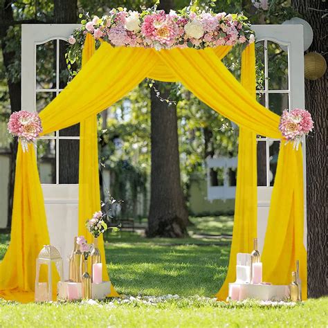 Amazon.com: FUHSY Gold Wedding Arch Draping Fabric 20FT 1 Panel Chiffon ...