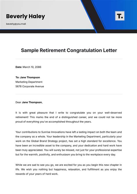 Congratulations On Retirement Letter Samples Employee Resources