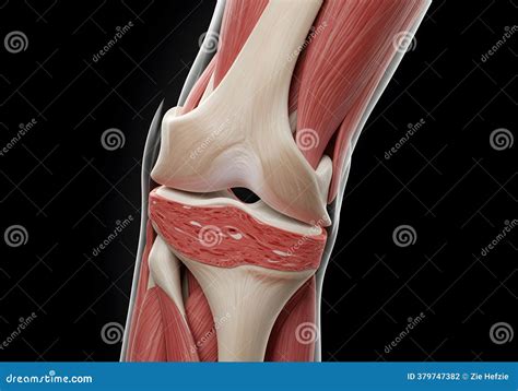 Detailed 3D Model Of Human Knee Joint Anatomy Showing Muscles And Bones Structure Stock ...