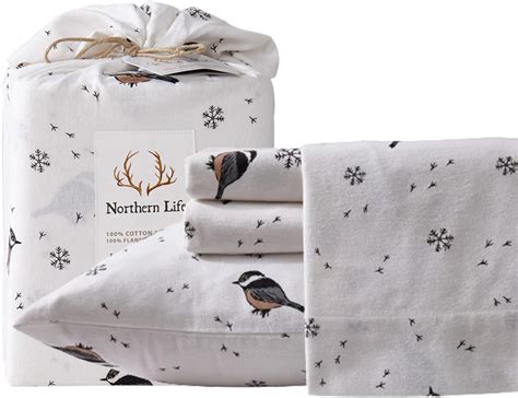 Amazon.com: New Season - 100% Cotton Queen Flannel Sheet Set Softly ...