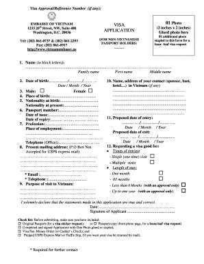 VN Visa Application 2008-2025 - Fill and Sign Printable Template Online