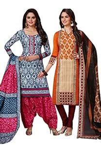 Muhenera Women's Pack of 2 Synthetic Printed Unstitched Salwar Suit ...