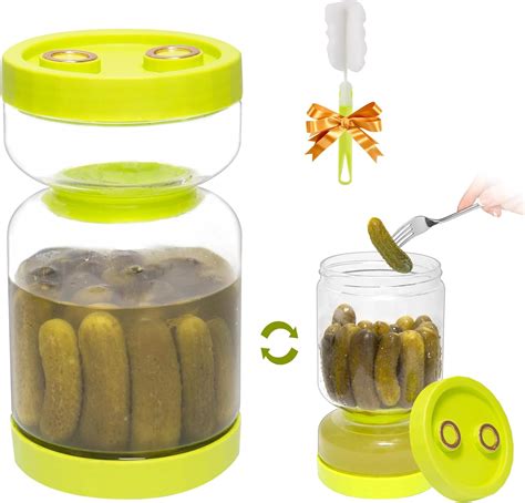 Amazon.com: Glass Pickle Jar with Strainer Flip and Brush - 49oz Wide ...