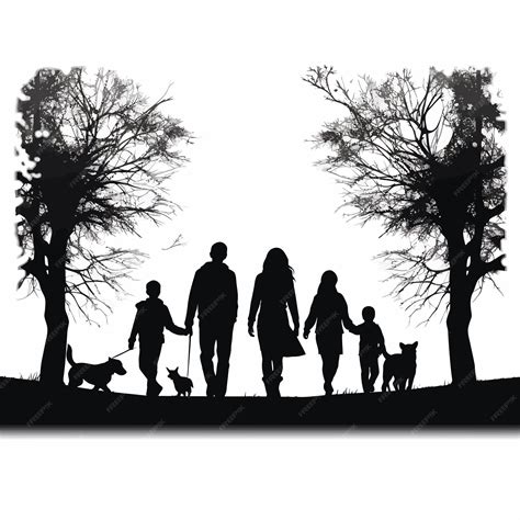 Premium Vector | Black_silhouettes_of_families_in_walking_vector