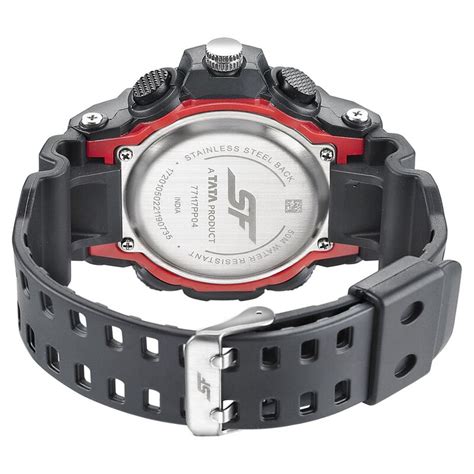 SF Quartz Analog Digital Black Dial Plastic Strap Watch for Men