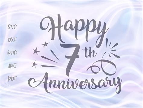 Happy 7th Anniversary Seven Year Wedding Graphic by Digitals by Hanna ...