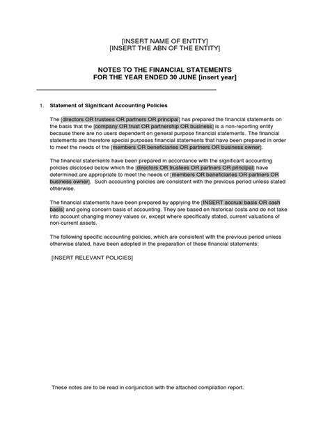 Image result for Financial Statement Notes Examples