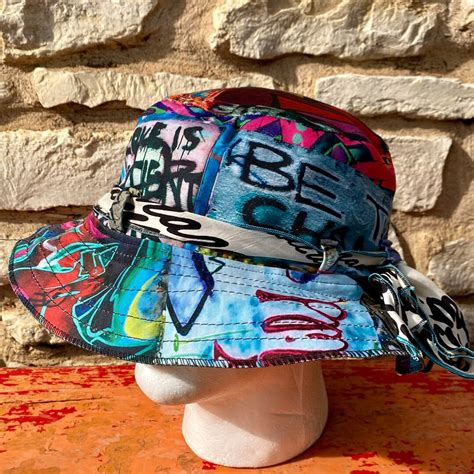 Colorful Reversible Bucket Hat, Designer Bucket Hat Handmade, Vintage ...