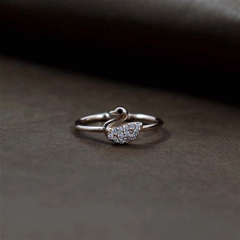 Swan crystal rose-gold ring | Salty – Salty Accessories