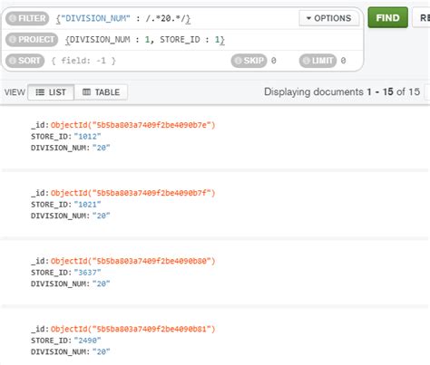 MongoDB Compass Filter Examples 的图像结果