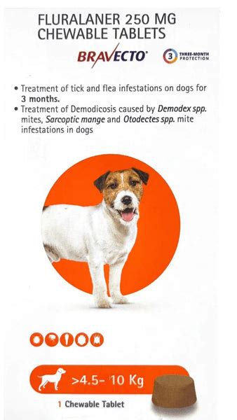 MSD Animal Health Bravecto Fluralaner 250mg Chewable Tablet For Dogs ...