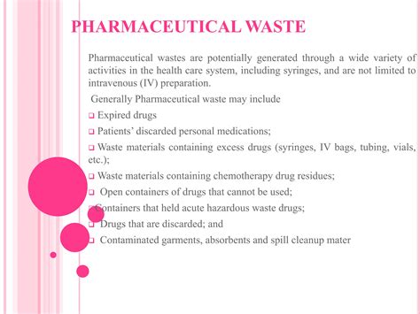 Disposal and management of pharmaceutical waste | PPTX