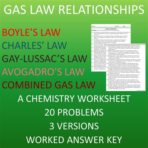 Chemistry Gas Laws Worksheet