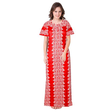 Buy jwf Women's Cotton Printed Maxi Sleep Wear (MAX_046_Multicoloured ...