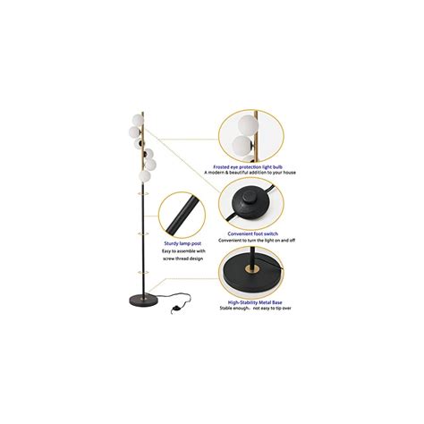 Buy YOLIZUOT Modern Floor Lamp, LED Standing Tall Pole Lamp with Glass ...