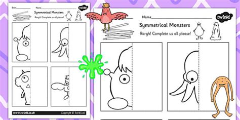 Monster Symmetry Worksheet | Teacher Made Resource | Twinkl