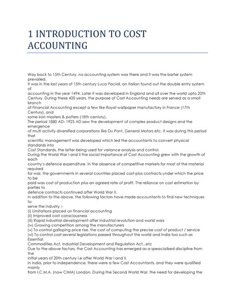 1 Introduction TO COST Accounting - 1 INTRODUCTION TO COST ACCOUNTING 1 ...