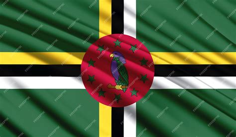 Premium Photo | National flag of dominica realistic silk country national colours with emblem