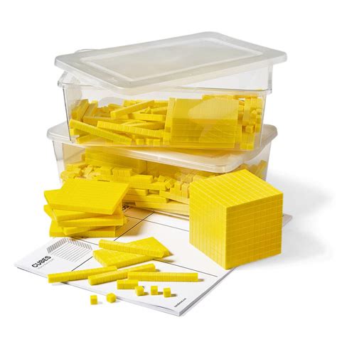 Hand2mind Yellow Plastic Base Ten Blocks Complete Set Place Value ...