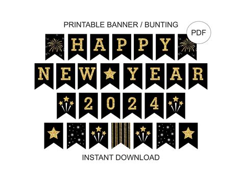 Happy New Year Banner Printable / Happy New Year 2024 Banner ...