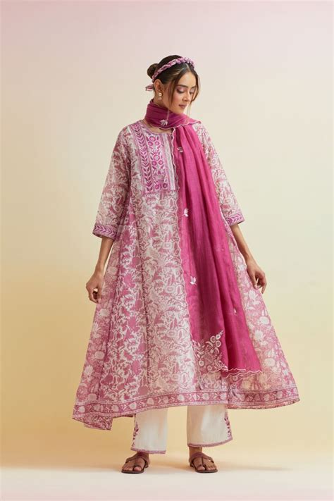 Buy - Anvi orchid pink A-line long kurta set | Elan Store
