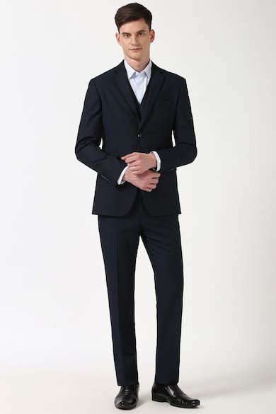 Buy Men Navy Textured Formal Three Piece Suit Online - 39735575 | Peter ...