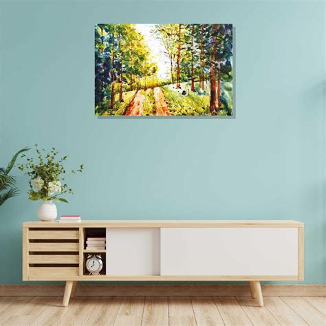 Forest Landscape Canvas Wall Painting | Cotton Stretched Canvas – Rangoli