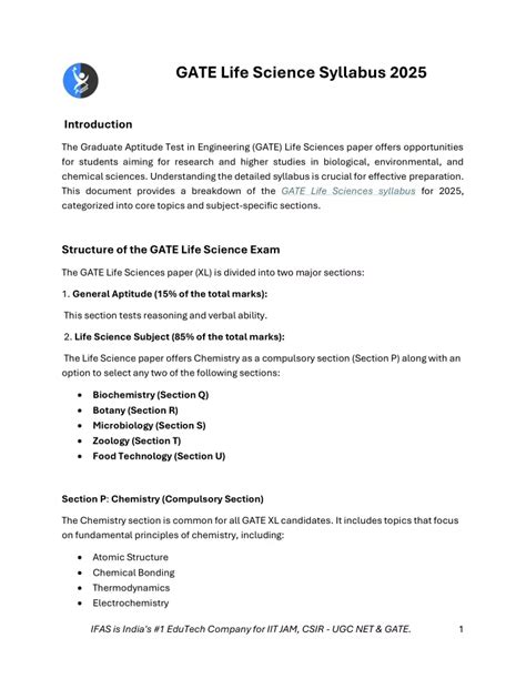 Image result for Gate Syllabus for Life Science