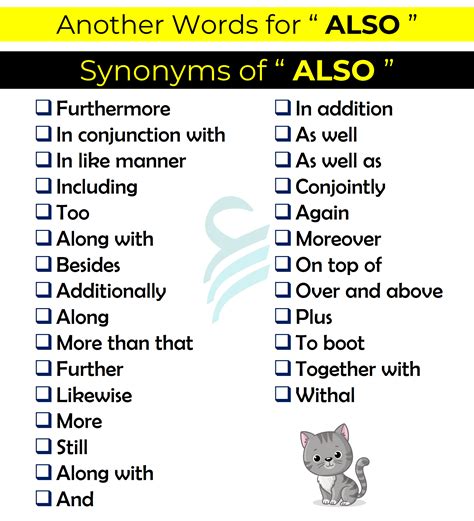 Synonyms of Also in English with Example Sentences