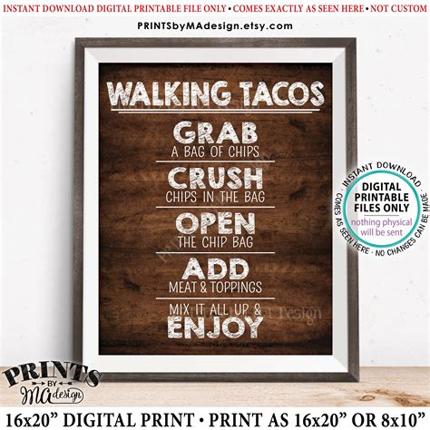 Walking Tacos Sign, Taco Bar Fiesta, Cinco de Mayo Celebration ...