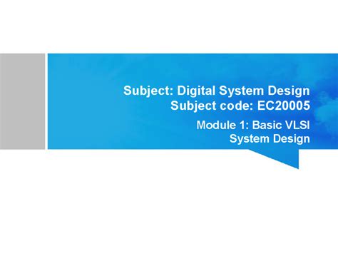 Introduction to DSD & VLSI Design (Module 1) - Studocu
