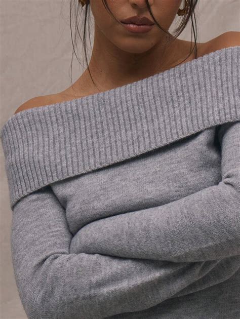 MUSERA Knitted Fold Over Off Shoulder Jumper | SHEIN EUR