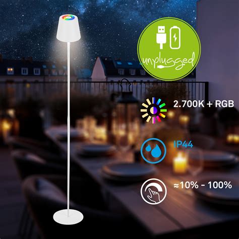Coloris LED rechargeable floor lamp, white, RGB, dimmable, IP44, USB ...