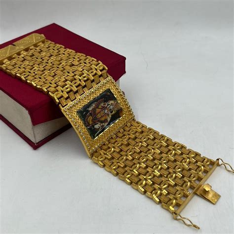 1 GRAM GOLD COW WITH KRISHNA BRACELET FOR MEN DESIGN A-267 – Radhe ...