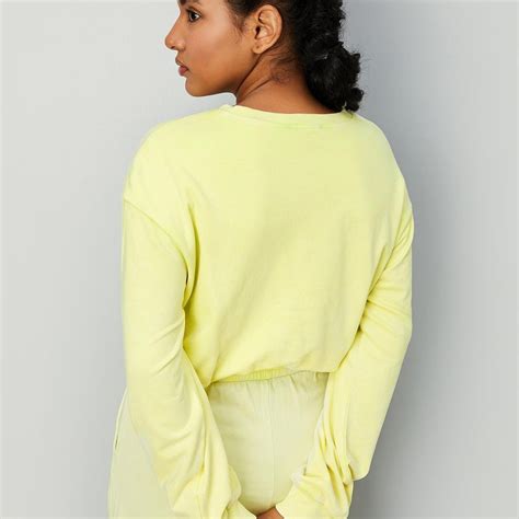 Buy Women Typographic Printed Round Neck Cropped T-shirt Online at just ...