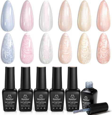 Amazon.com : MEMEDA Pearl White Gel Nail Polish 8ML Glitter Gel Polish ...