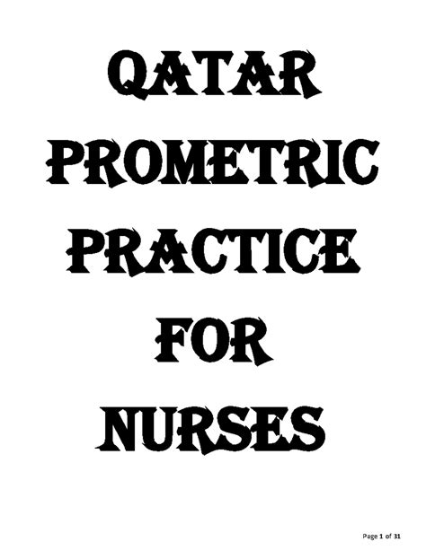 Nursing Prometric Practice Questions - Qatar 10 - Studocu
