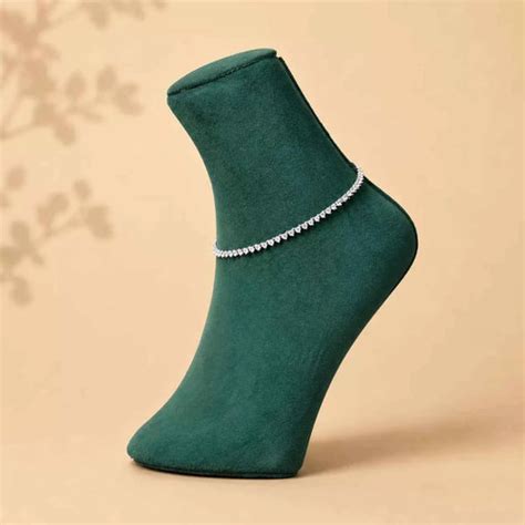 white stone anklets - Silvorn India