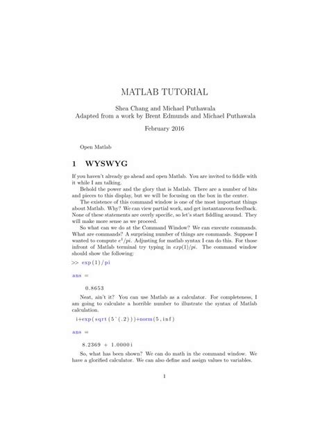 Image result for MATLAB Tutorial PDF